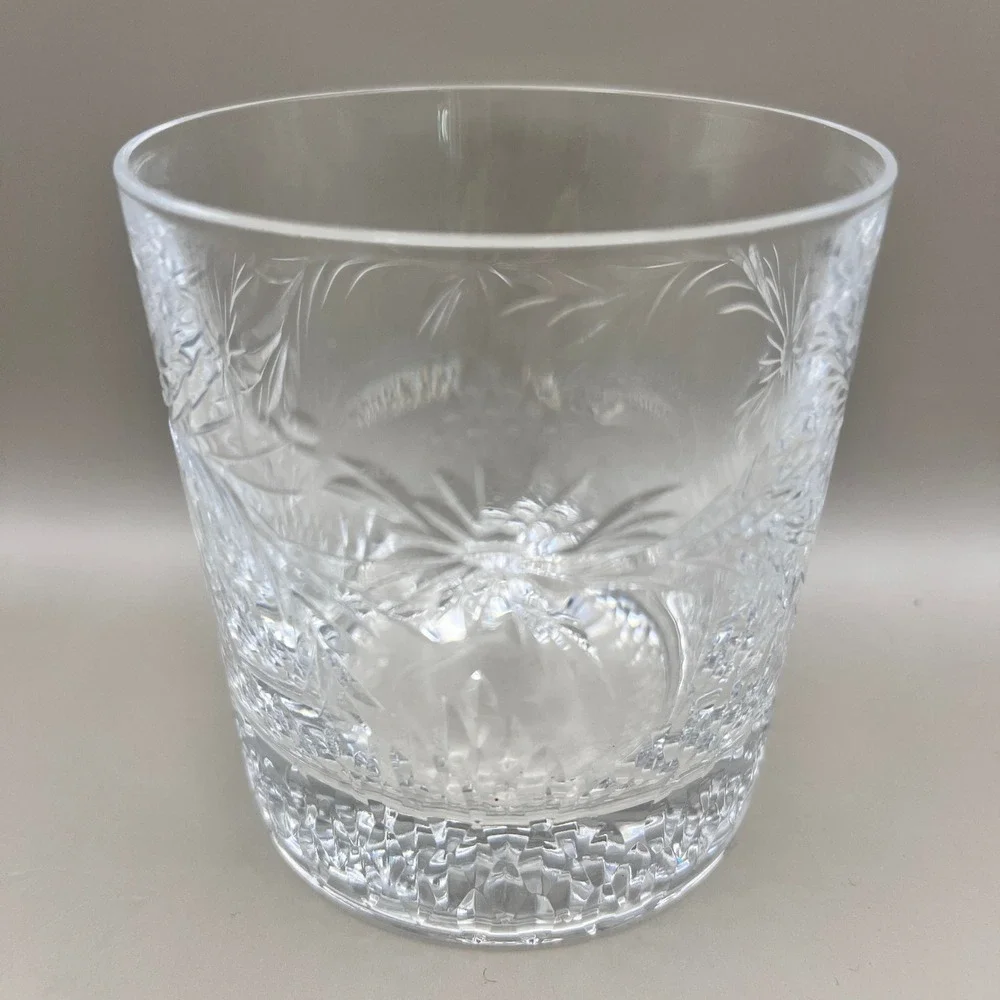Set of 5 Vtg Tiffin Franciscan Cut Whiskey Rocks Glasses‎ Floral Barware